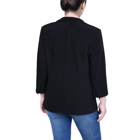 Ny Collection Womens Open Front Blazer Petite Jacket 3/4 Sleeves Black Size PM - Picture 3 of 3